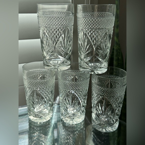 Set of 5 Highball Glass Antique Clear Pressed Pattern glasses - Picture 3 of 9